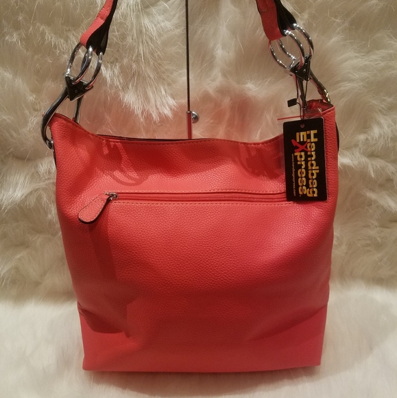 CORAL RHINESTONE BLING DESIGN HOBO HANDBAG - Picture 5 of 8